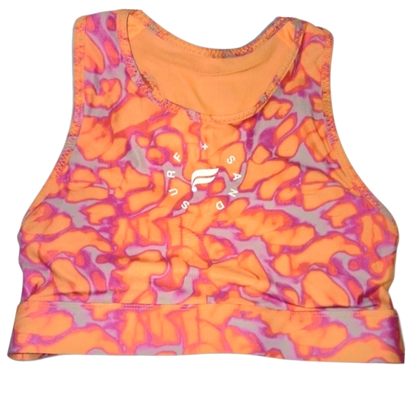 Fabletics SET!! Surf & Sand Sports Bra & Shorts Set Medium Orange/Pink EUC
